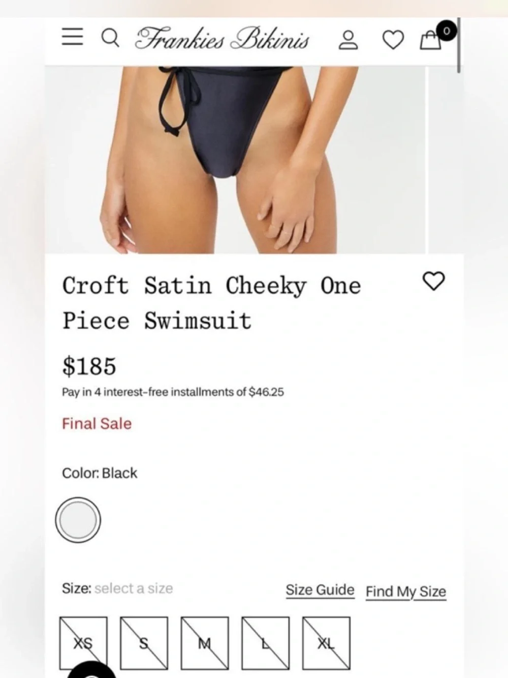 Frankie's Bikinis Black High-Leg One-Piece with Waist Tie